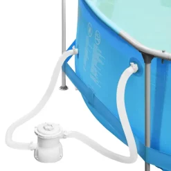 tectake Zwembad rond met stalen frame en filterpomp Ø 360 x 76 cm, Blauw