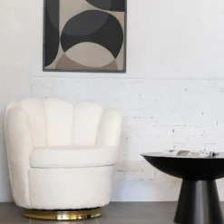 Teddy Fauteuil Wit - Met Gouden Onderstel - Fauteuil Quinty