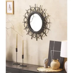 TELAKIA - Wandspiegel - Zwart - Rotan