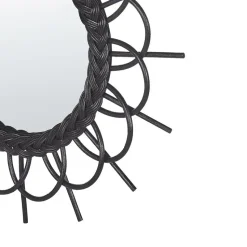 TELAKIA - Wandspiegel - Zwart - Rotan