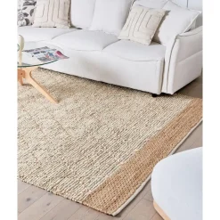 TELLIKAYA - Loper vloerkleed - Groen/Beige - 200 x 300 cm - Jute