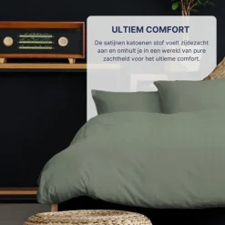 Ten Cate 100% Katoensatijnen Lits-jumeaux Dekbedovertrek - 240x200/220 - Groen