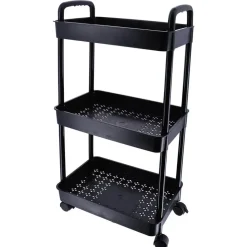 Tendance Keuken/badkamer trolley 3 laags - 38 x 26 x 77cm - zwart