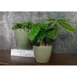 Ter Steege Bloempot - groen - keramiek - glans - 24 x 22 cm