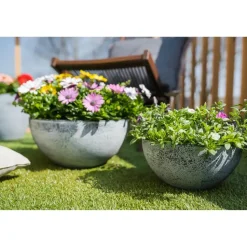 Ter Steege Bloempot schaal - kunststof - grijs - D55xH23 cm