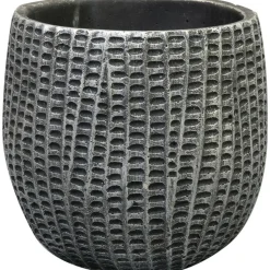 Ter Steege Bloempot/plantenpot - binnen - zwart/metaal - D15/H13 cm