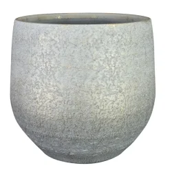 Ter Steege Plantenpot - keramiek - metallic zilvergrijs -32x30 cm