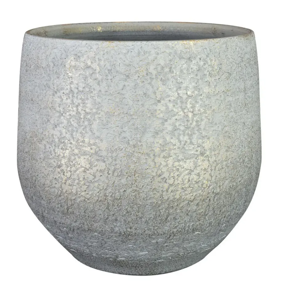 Ter Steege Plantenpot - keramiek - metallic zilvergrijs -32x30 cm