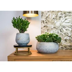 Ter Steege Plantenpot - keramiek - metallic zilvergrijs -32x30 cm