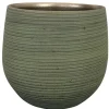 Ter Steege Plantenpot - keramiek - donkergroen - stripes -31x28cm