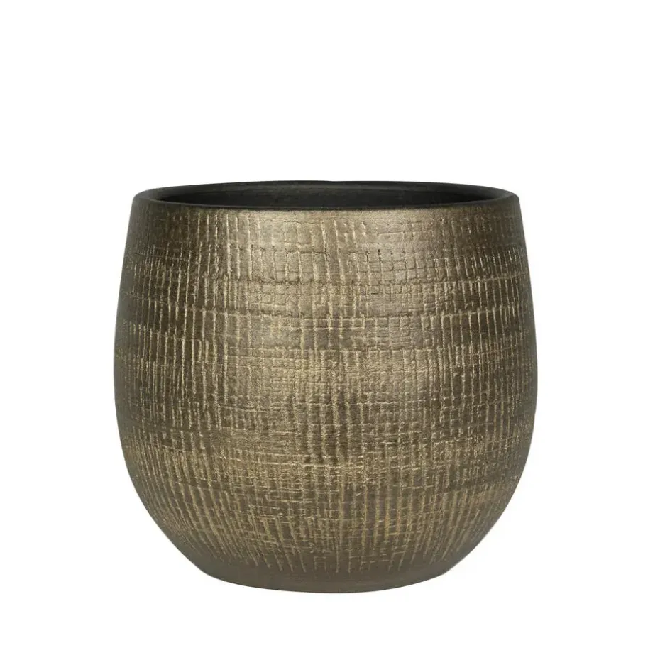 Ter Steege Plantenpot - metal look - goudkleurig - 26 x 25 cm
