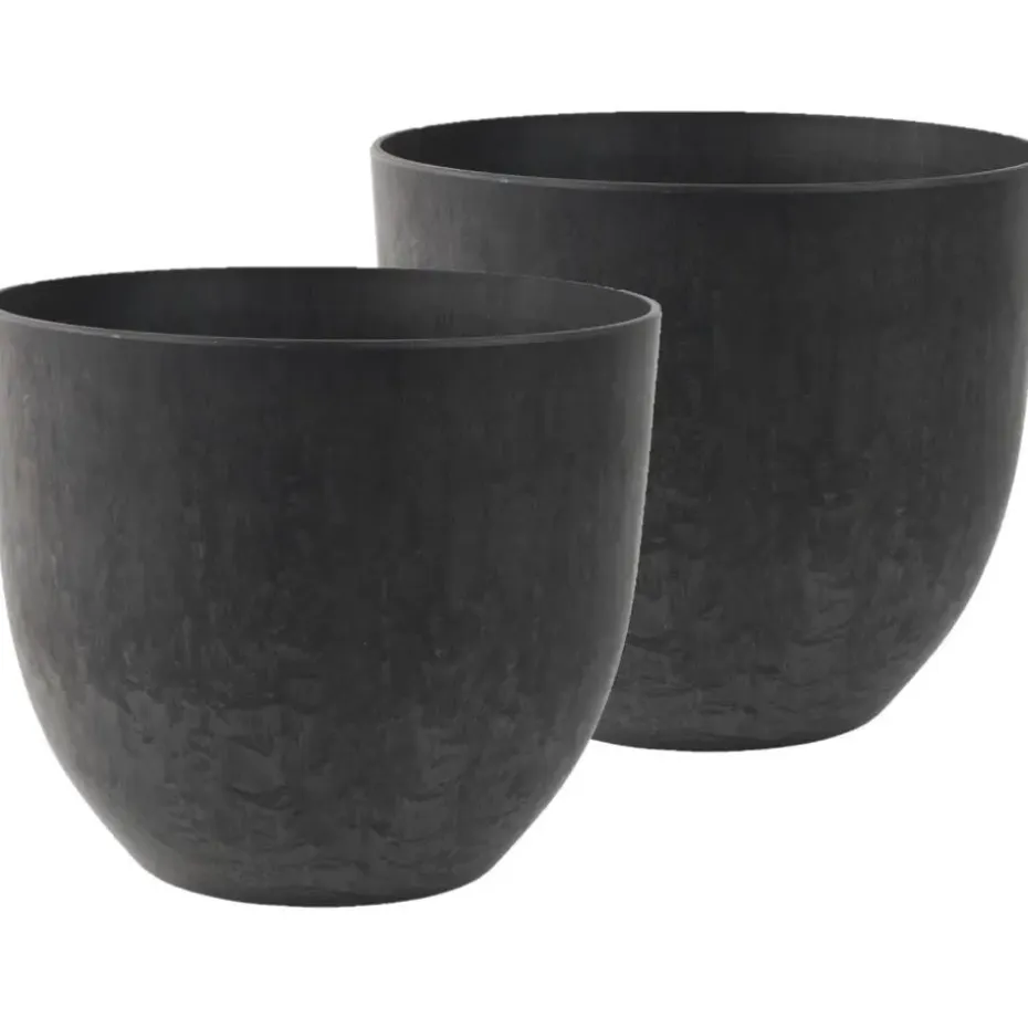 Ter Steege Plantenpot - zwart - kunststof - 28 x 24 cm