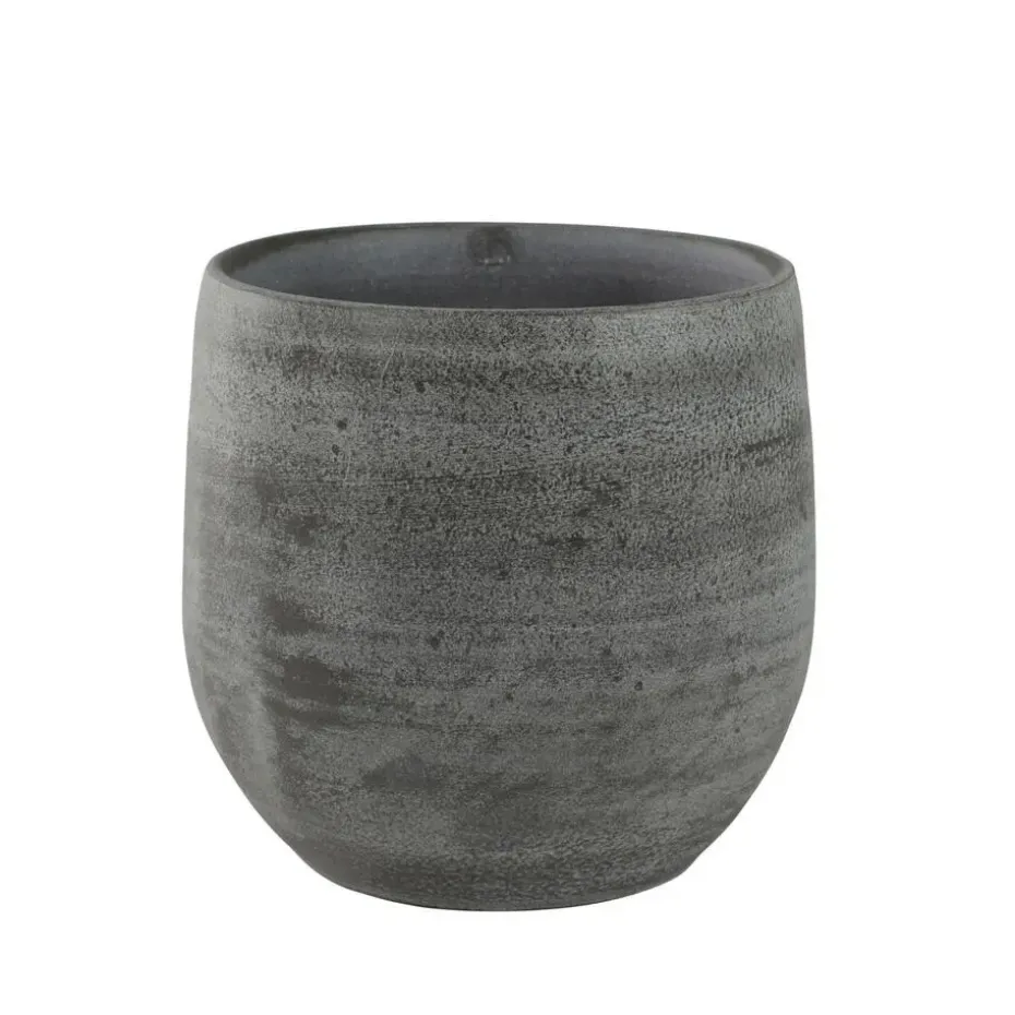 Ter Steege Plantenpot/bloempot - keramiek - grijs - 15 x 13 cm