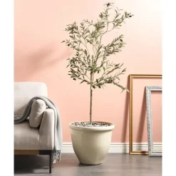 TESALIA - Bloempot - Lichtbeige - 49 cm - Polyresin