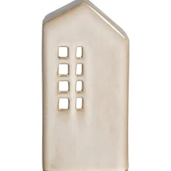 Theelichthouder Huis - beige - 14x11x7,5 cm