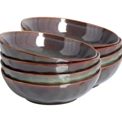 THYME - Diepe borden set van 8 - Donkergroen - Steengoed