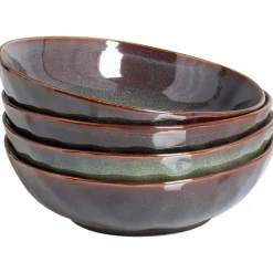 THYME - Diepe borden set van 4 - Donkergroen - Steengoed