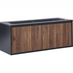 TITICACA - Wandgemonteerd meubel met wasbak - Donkerbruin - MDF