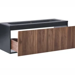 TITICACA - Wandgemonteerd meubel met wasbak - Donkerbruin - MDF