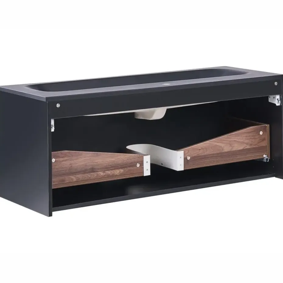 TITICACA - Wandgemonteerd meubel met wasbak - Donkerbruin - MDF