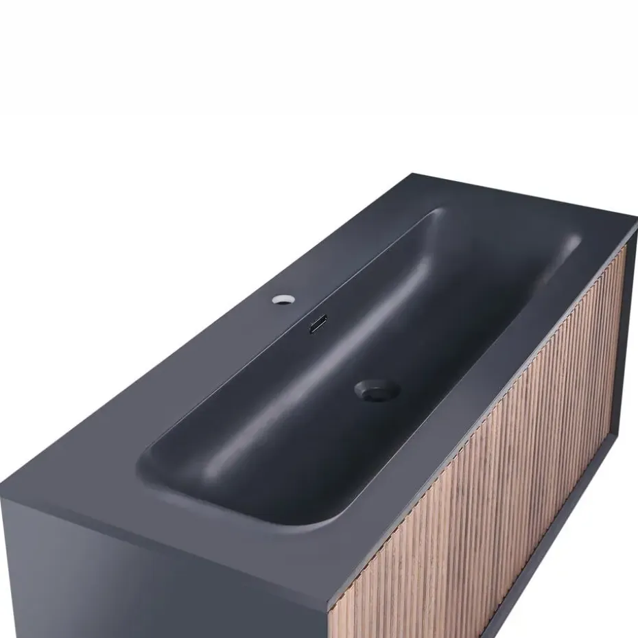 TITICACA - Wandgemonteerd meubel met wasbak - Donkerbruin - MDF