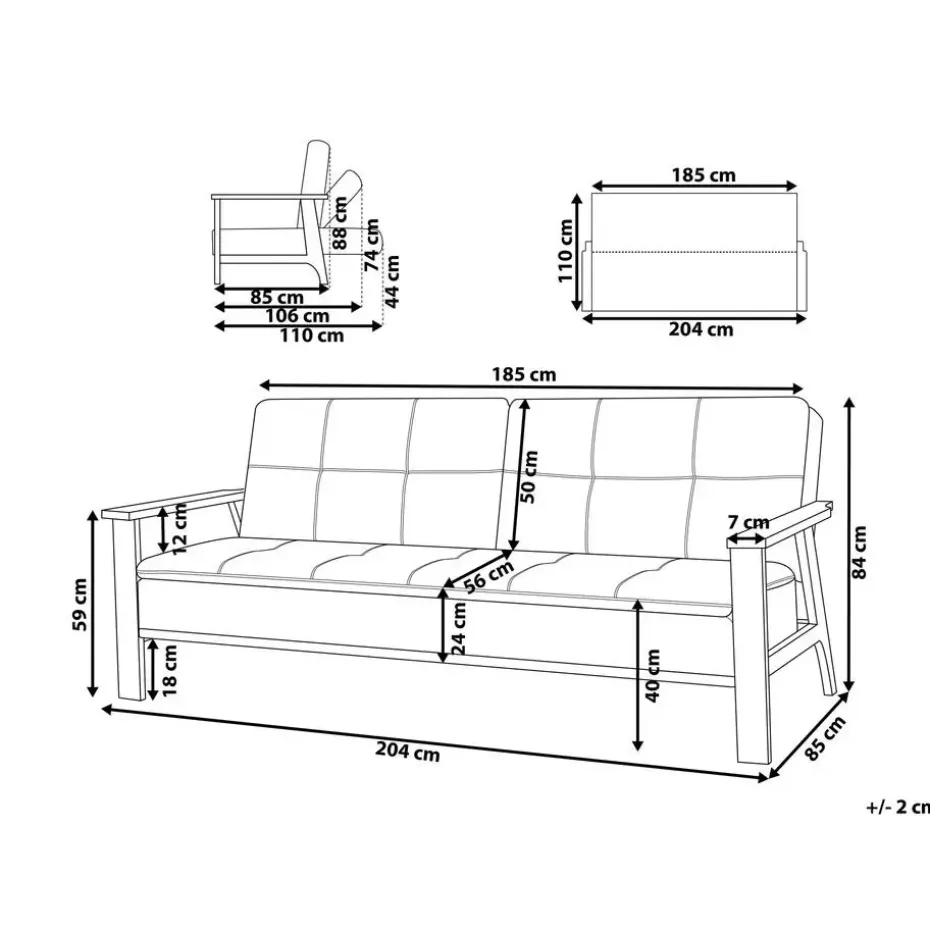 TJORN - Slaapbank - Lichtgrijs - Polyester
