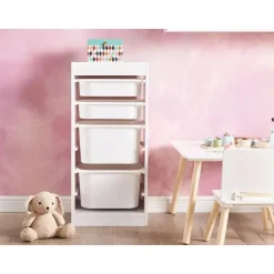 TOBIN - Kast met 4 lades - Wit - Vezelplaat