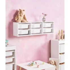 TOBIN - Wandplank met 6 dozen - Wit - Vezelplaat