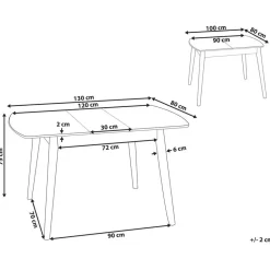 TOMS - Uitschuifbare eettafel - Lichthout - 100/130 x 80 cm - MDF