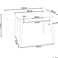 TOMS - Uitschuifbare eettafel - Lichthout - 100/130 x 80 cm - MDF
