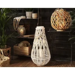 TONGA - Lantaarn - Wit - Bamboehout