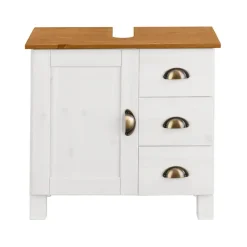 Toscana - Wastafelonderkast met 3 lades en 1 deur van grenen in wit