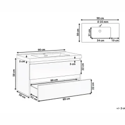 TOTA - Wandgemonteerd meubel met wasbak - Wit - MDF