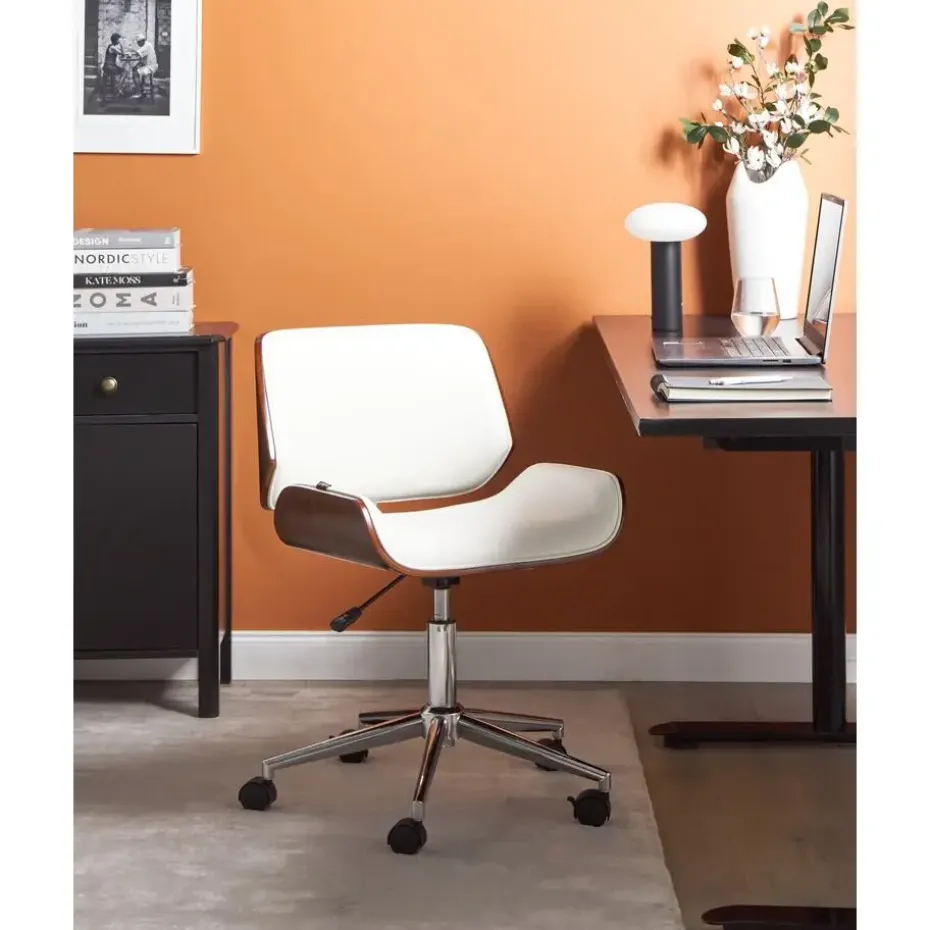 TOTOWA - Bureaustoel - Donkerhout/Zwart - Kunstleer