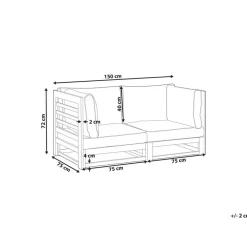 TRANI - Loungebank 2-zits - Lichthout - Acaciahout