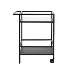 Trolley Zwart Metaal/Glas - 70x42x85cm - Bronco