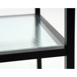 Trolley Zwart Metaal/Glas - 70x42x85cm - Bronco