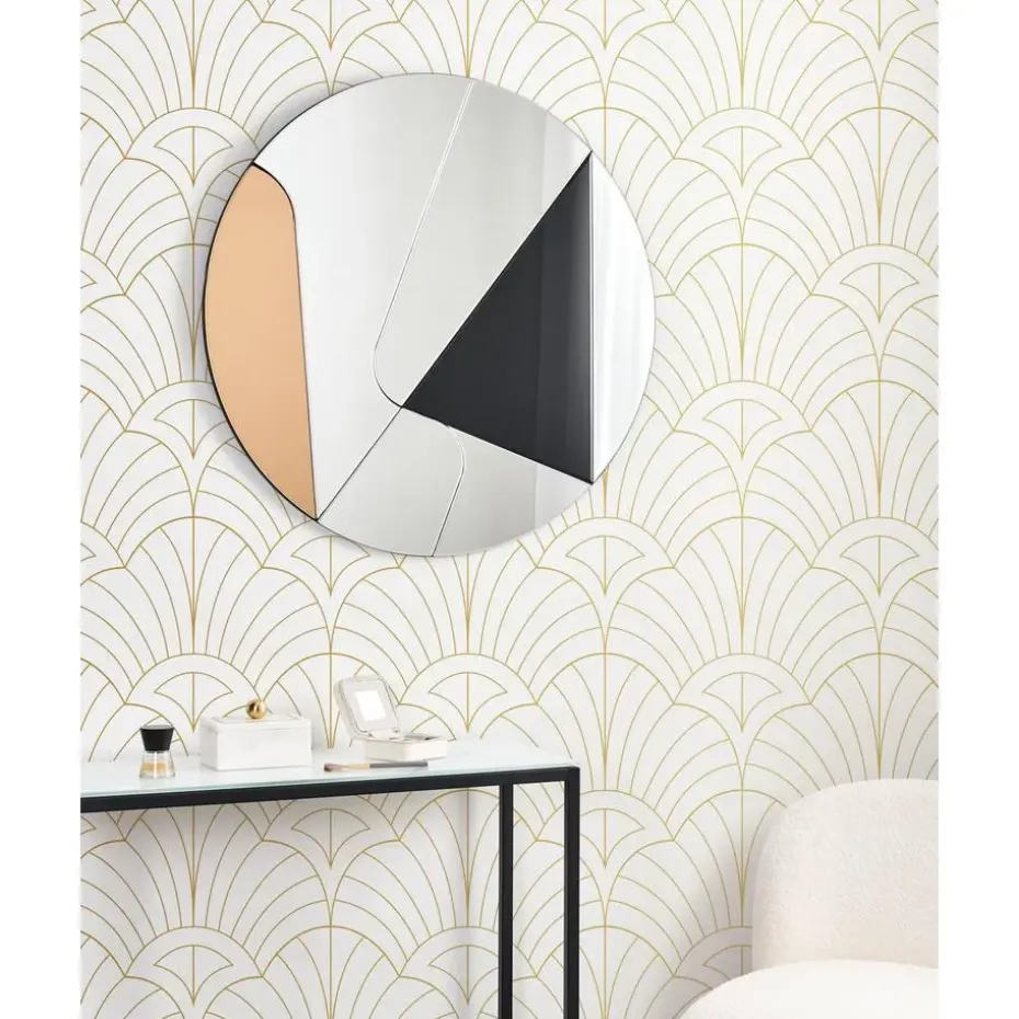 TROUVILLE - Wandspiegel - Goud/Zwart - 80 cm - Glas