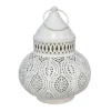 Tuin lantaarn - Marokkaanse sfeer - wit/goud - D15 x H19 cm - metaal