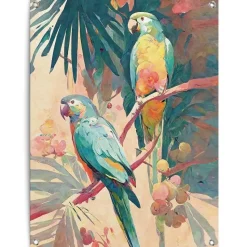 Tuinposter Bird Party - 80 x 60cm - Groen