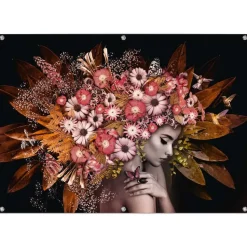 Tuinposter Bloemenrijkdom - 100 x 140cm - Bruin