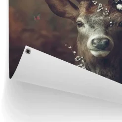 Tuinposter Hert - 80 x 60cm - Bruin