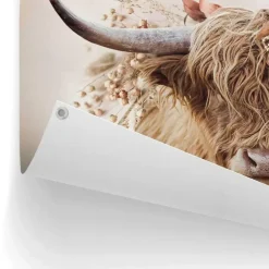 Tuinposter Highlander in bloemen - 60 x 80cm - Beige