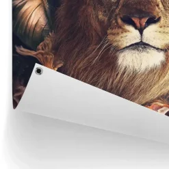 Tuinposter Jungle Lion - 80 x 60cm - Bruin