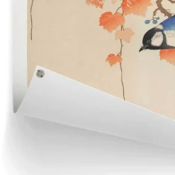 Tuinposter Ohara Koson Great tit - 80 x 60cm - Oranje