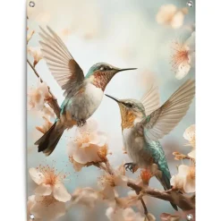 Tuinposter Spring Birds - 80 x 60cm - Blauw