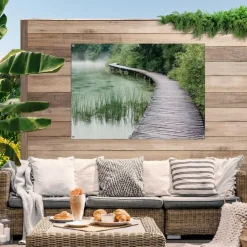 Tuinposter Steiger aan de rand van het meer - 100 x 140cm - Groen