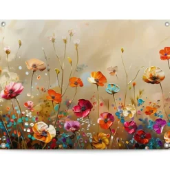 Tuinposter Summer Flowers - 60 x 80cm - Bont