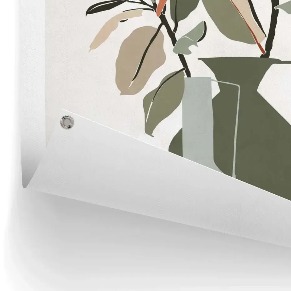 Tuinposter Vaas met bladertakken - 80 x 60cm - Groen