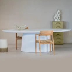 Tuintafel Ovaal - Wit Betonlook - 240x110x74cm - Myrna